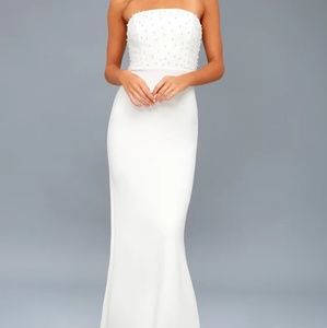 Blair white Pearl strapless maxi